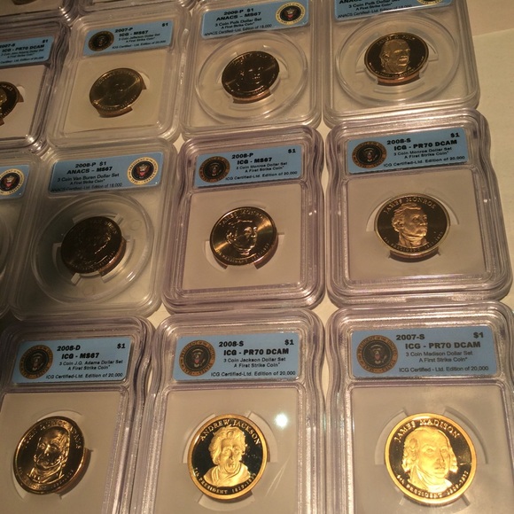 Valuable 20 ANACS & ICG Graded MS67 & Proof 70 Deep Cam Presidential Dollars Set - Picture 6 of 16